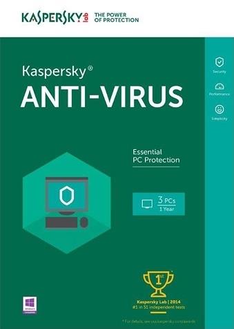 KASPERSKY ANTI-VIRUS 2016 - 3 PC / 1 YEAR