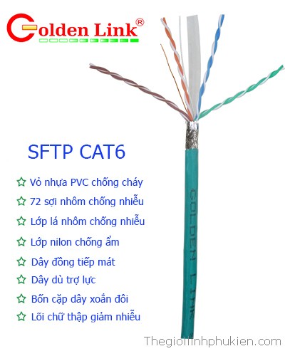 Cable Golden Link - 4 pair SFTP Cat 6e chống nhiễu 305m  chống nhiễu